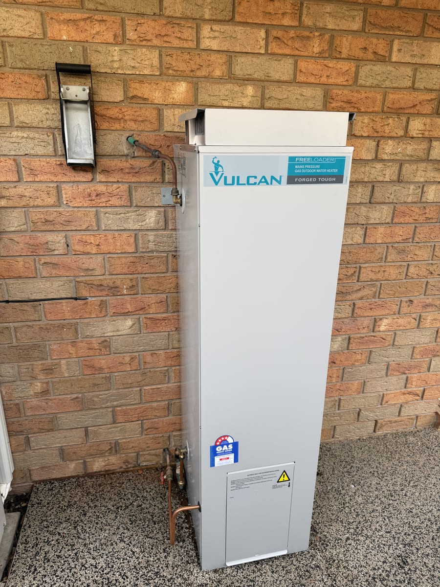 New gas storage hot water unit installed and commissioned